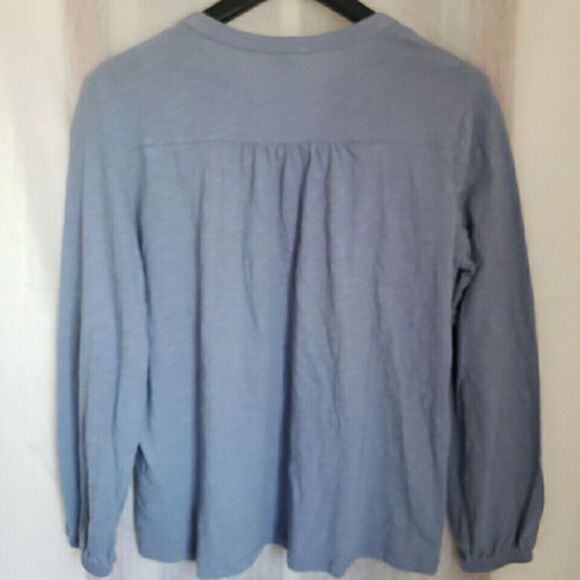 Como Vintage Women's Size Small Peasant Top Long Elastic Sleeves V Neck Blue - Picture 7 of 9